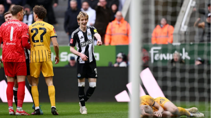 Following his red card for Newcastle United in their FA Cup tie with Brighton & Hove Albion, Anthony Gordon will now miss the club’s upcoming Carabao Cup final.